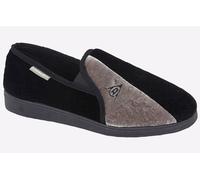 Mens famous DUNLOP WINSTON elasticated gusset slippers Black/Grey size 6
