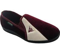 DUNLOP Winston Mens Velour Twin Gusset Slippers Black/Grey (10 UK, Burgundy/Cream) …