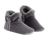 DUNLOP Women Bootie Slippers, Ladies Quality Ankle Slippers Memory Foam, Sheepskin Bootie Slippers Indoor Outdoor Shoes, Comfy Warm Winter Slipper Ankle Boots, Gift for Ladies (8 UK, Charcoal)