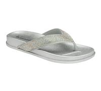 DUNLOP Women Flip Flops Sandals Ladies Toe Post Open Back Beach Summer Holiday Pool Shoes Comfy Slipper Flats Casual T Bar Sliders Mules (UK 3/EU 36, Silver Quinn)