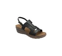 Dunlop Women's 'Blair' Leather Wedge Open-Toe Sandals in Black | Size: 5 Dunlop Black 5