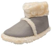 DUNLOP Womens Boot Slippers Bootie Faux Fur Lining Warm Soft Stylish Comfort Memory Foam Indoor Shoes (Grey/Cream, UK Footwear Size System, Adult, Women, Numeric Range, Medium, 7, 8)