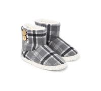 Dunlop Women's Check Button Bootie Slippers in Grey | Size: 8 Dunlop Grey 8