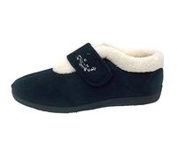 DUNLOP Womens Deloris Fleece Lined Wide Fit Velcro Slipper (5 UK, Navy)