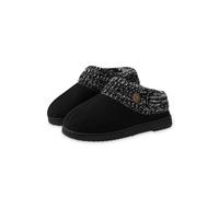 Dunlop Ladies Slippers Memory Foam Fleece Lined House Shoes Non Slip Rubber Sole (Black, 5 UK)