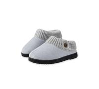 Dunlop Ladies Slippers Memory Foam Fleece Lined House Shoes Non Slip Rubber Sole (Light Grey, 5 UK)