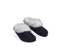 DUNLOP Ladies Slippers, Fluffy Slippers Women Faux Fur, House Shoes Indoor Outdoor (5 UK, Navy)