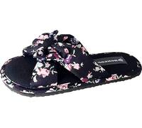 DUNLOP Womens Floral Knot Sandals Summer Sliders Fabric Cushioned Padded Memory Foam Casual Holiday Shoes (Black, UK Footwear Size System, Adult, Women, Numeric, Medium, 3)