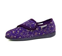 DUNLOP Womens Floral Print Touch and Close Slippers (8 UK, Purple)