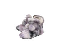 Dunlop Women's Fluffy Pom Pom Memory Foam Slipper Booties in Grey | Size: 6 Dunlop Grey 6