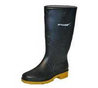 DUNLOP Dull Unisex Full Knee Waterproof Rain Boots Chemical Resistant PVC Wellies for Outdoor and Gardening, Traditional Black, EU38, UK5