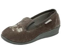 DUNLOP Women's Ladies Pamela Memory Foam Backless Low Wedge Heel Mule Slipper in Navy Blue or Lilac Size 3,4,5,6,7,8 (6 UK, Grey, 6)