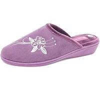 DUNLOP Women's Ladies Pamela Memory Foam Backless Low Wedge Heel Mule Slipper in Navy Blue or Lilac Size 3,4,5,6,7,8 (Lilac, UK Footwear Size System, Adult, Women, Numeric, Medium, 8)