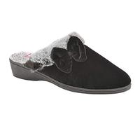Dunlop Women's Ladies Rhoda Memory Foam Backless Low Wedge Heel Mule Slipper Size 3,4,5,6,7,8 (Black, UK Footwear Size System, Adult, Women, Numeric, Medium, 3)