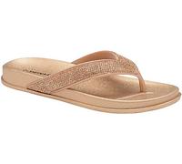DUNLOP Womens Quinn Glitter Cushioned Toe Post Flip Flops - Rose Gold - UK 4