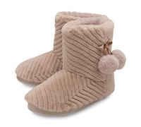 DUNLOP Womens Slippers Full Bootie Boots Sizes 3-8 | Ladies Faux Fur Memory Foam Comfortable Cosy