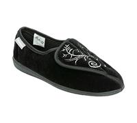 Dunlop Womens Slippers Ladies Orthopaedic Wide Fit Warm Lined Shoes Winter Slipper Adjustable Touch Fastening Comfy Warm Lined Classic Soft Closed Toe Fluffy Casual Comfortable Shu (Elana Black, 5)