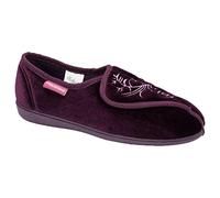 Dunlop Womens Slippers Ladies Orthopaedic Wide Fit Warm Lined Shoes Winter Slipper Adjustable Touch Fastening Comfy Warm Lined Classic Soft Closed Toe Fluffy Casual Comfortable Shu (Elana Purple, 8)