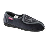 Dunlop Womens Slippers Ladies Orthopaedic Wide Fit Warm Lined Shoes Winter Slipper Adjustable Touch Fastening Comfy Warm Lined Classic Soft Closed Toe Fluffy Casual Comfortable Shu (Elana Grey, 6)