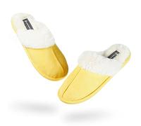 DUNLOP Womens Slippers Memory Foam Fluffy Fur Lined Anti-Skid Slip On House Shoes
