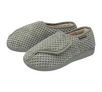 DUNLOP Womens Slippers Rip Tape Fastening UK Sizes 3-8 | Ladies Memory Foam Easy Wide Hook & Loop Opening House Shoes