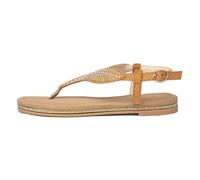 DUNLOP Womens Sparkly Beaded Strappy Sandals - Amy - Tan - UK 8