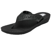 DUNLOP Womens Summer Sandals Sparkly Comfort Low Wedge Casual Diamante Occasion Flip Flops (Black, UK Footwear Size System, Adult, Women, Numeric, Medium, 3)