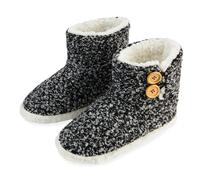 Dunlop Womens Warm Bootie Slippers Slip On Comfortable Faux Fur Sherpa Lining