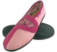 Dunlop Women's Wide Fit Memory Foam Velcro Slippers - - Size: 8