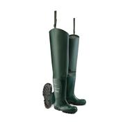 DUNLOP Work-it Full Safety Thigh Wader - Unisex, Lightweight and Waterproof, Slip Resistant Work Waders with Steel Toe Cap, PVC, Heritage Green - EU46, UK11