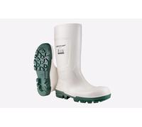 DUNLOP Work-It - Unisex Full Safety Slip-Resistant Waterproof Work Boots, White, Antistatic and Chemical Resistant PVC Wellies with Steel Toecap for Outdoor and Industrial Work - EU37, UK4