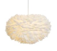DUNMW 40CM/15.9" White Feather Pendant Light Hand Woven Feather Lampshade Lighting Fixture Romantic Ceiling Light Chandelier for Living Room, Bedroom