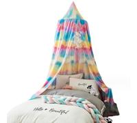 DUNMW Cotton Gradient Rainbow Mosquito Net Round Dome Canopy Blackout Mosquito Netting Bed Curtain Mosquito Curtain Bed Net For Bedroom, Children's Room