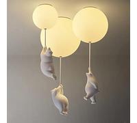 DUNMW Creative Balloon LED Ceiling Light with Polar Bear Pendant Lovely Cartoon Children's Room Ceiling Lamp, Decorative Chandelier for Bedroom, Children's Room, Boys, Girls