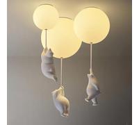 DUNMW Creative Balloon LED Ceiling Light with Polar Bear Pendant Lovely Cartoon Children's Room Ceiling Lamp, Decorative Chandelier for Bedroom, Children's Room, Boys, Girls
