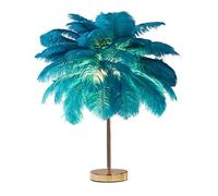 DUNMW Creative Green Ostrich Feather Table Lamp Bedside Lamp Light Luxury and Elegant Lampshade Night Light Table Lighting for Living Room Bedroom Home Decoration