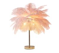 DUNMW Creative Pink Ostrich Feather Table Lamp Bedside Lamp Light Luxury and Elegant Lampshade Night Light Table Lighting for Living Room Bedroom Home Decoration