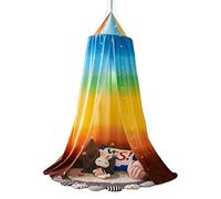 Gradient Rainbow Color Round Dome Canopy Blackout Mosquito Repellent Mosquito Net with Star String Lights Children's Tent Bed Curtain For Bedroom, Boys, Girls, Kids' Bed