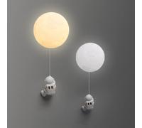 DUNMW LED Moon Astronaut Wall Lamp 3D Printed Moon Wall Lighting Night Light Children's Room Wall Light Fixture Decorative Wall Lamp for Bedroom, 3 Lighting, 15CM/5.9''