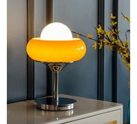 DUNMW Vintage Glass Egg Tart Table Lamp Cream Mushroom Light Luxury Bedside Lamp Atmosphere Table Light Desk Lampshade for Bedroom, Living Room, Home Decoration