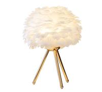 DUNMW White Feather Table Lamp Bedside Lamp with Elegant Golden Support Rod Feather Table Light Decorative Feather Table Lamp for Bedroom, Living Room