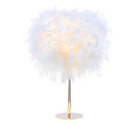 White Feather Table Lamp Bedside Lamp with Rose Gold Metal Base Feather Table Light Desk Lampshade for Bedroom, Living Room, Home Decor