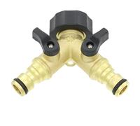 Dunnet Tools 2 Way Brass Tap Connector - Dual Outlet Garden Hose Splitter with Individual On/Off Valves, Heavy Duty 3/4” Tap Adaptor for Outdoor Garden & Kitchen Use