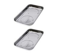 Dunnet Tools 2X Stainless Steel Magnetic Tool Trays 23x14cm | Rectangular Parts Organizer for Screws, Nuts, Bolts, Washers | Heavy Duty Mechanic Tray | Automotive, DIY Workshop Storage