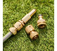 Dunnet Tools 3/4 Inch Male Outside Hose Pipe Tap Adapter Brass Tap Hose Connector High Pressure Hosepipe Connectors Thread 3/4 (4pc Brass Hose Fittings Set)