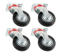 Dunnet Tools 4pc Castor Wheels 75mm Heavy Duty Castors Set Of 4 With Solid Rubber Wheel 100kg Max Load 360 Degree Swivel Wheels For Trolley Double Bearing Casters For Furniture Multi Surface