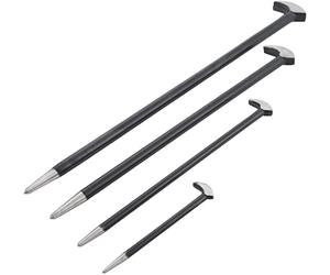 Dunnet Tools 4pc Heel and Toe Pry Bar Set Heavy Duty Drop Forged Steel Podger Set for Automotive 150, 300, 400, 500mm Crowbar Alignment Prying Tool Rolling Head Podger Bar Mechanics Tools