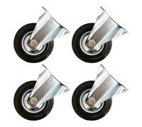 Dunnet Tools 4pcs Castor Wheels For Furniture And Trolleys 125mm Heavy Duty Castors Set Of 4 Up To 320kg Swivel Trolley Wheels Solid Rubber Unbraked Casters Set Of 4 Multi Surface Indoor And Outdoor