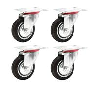 Dunnet Tools 4x Castor Wheels For Appliances 125mm Heavy Duty Castors Set Of 4 280kg Max Load 360 Swivel Trolley Wheels Solid Rubber And Double Bearing Caster Wheel Set Of 4 For Indoor And Outdoor