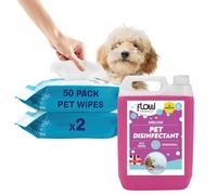 Dunnet Tools 5L Kennel Disinfectant And Deodoriser - Lemon Fresh Pet Disinfectant For Home Use Perfect Dog Pee Neutraliser - 100pc Antibacterial Pet Wipes Included - Heavy Duty Pet Odour Eliminator